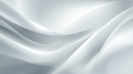 Poster - White fabric drapes gracefully, forming soft waves that flow gently, evoking a feeling of calmness and sophistication in a minimalist interior space.