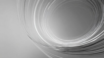 Poster - Curved transparent lines swirl together, forming an engaging abstract pattern against a soft gray background, emphasizing simplicity and movement.