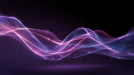 Fototapete - Beautifully designed multicolored waves flow seamlessly across a dark background, creating a vibrant and dynamic visual display reminiscent of digital art in a nighttime setting.