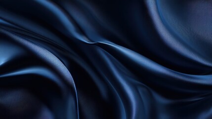 Poster - Rich navy blue fabric flows smoothly, showcasing its luxurious texture and sheen. The gentle curves create a soft visual rhythm, ideal for elegant designs and fashion.