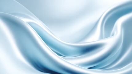 Poster - Soft blue silk fabric flows elegantly in gentle waves, showcasing its luxurious texture and sheen under soft lighting, creating a serene atmosphere perfect for design inspiration.