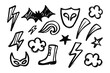 © Ajhar234 - Superhero Doodle Collection: A captivating collection of hand-drawn superhero-themed doodles, showcasing iconic symbols. Perfect for creative projects, illustrations, and designs.