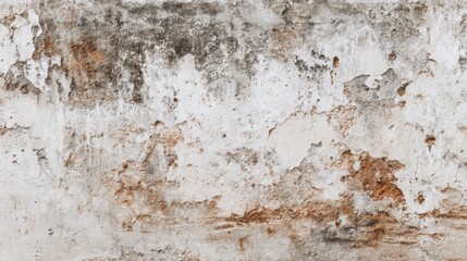 Poster - A close-up view reveals a weathered wall in an abandoned building, featuring peeling paint, cracks, and stains over a rough surface under natural light.