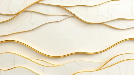 Poster - Abstract Wave Background with Flowing Gold Lines on White Surface for Elegant Design and Modern Aesthetic 4k video footage