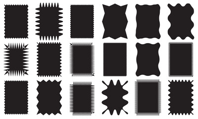 Aufkleber - Squiggle frames. Zigzag wavy edges, retro scallop frames,  photo frames, text boxes, tags, labels. Borders Vector groovy shapes . Vector illustration . Isolated on white background. EPS 10