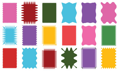 Aufkleber - Squiggle frames. Zigzag wavy edges, retro scallop frames,  photo frames, text boxes, tags, labels. Borders Vector groovy shapes . Vector illustration . Isolated on white background. EPS 10