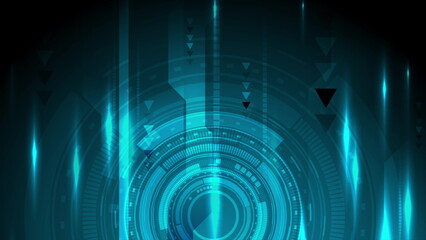 Poster - Glowing blue abstract futuristic technology background with arrows