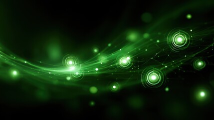 Poster - Abstract digital design with glowing green elements.