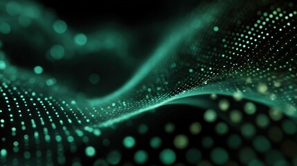 Poster - Teal digital wave pattern on a dark background.