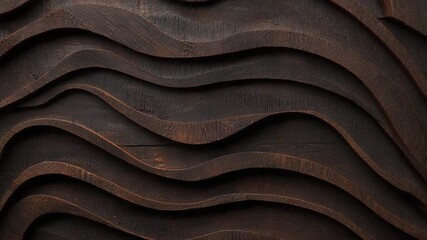 Poster - Intricate Shadows and Curves of Dark Wood Surface with Wavy Patterns and Rich Textures for Artistic Backgrounds 4k video footage