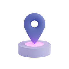 Fototapete - Three-Dimensional Location Pin Symbol on a Cylindrical Platform, Enhanced with Neon Lighting and