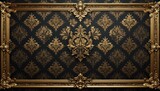 Ornate Gold Frame with Damask Wallpaper