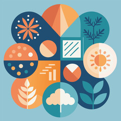 Poster - Abstract composition with nature and geometric elements representing growth and the environment