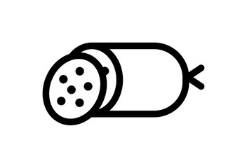 Fototapete - Simple black line drawing of a sliced sausage in packaging.