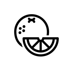 Fototapete - Simple black and white illustration of a whole orange and a slice.