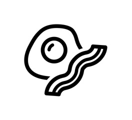 Fototapete - Simple black and white illustration of a fried egg and bacon strip.