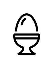 Fototapete - Simple black line art illustration of a boiled egg in a small, footed egg cup.