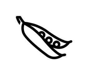 Fototapete - A simple line drawing of a pea pod containing several peas.