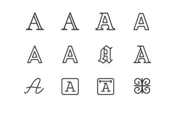 Leinwandbilder - Collection of 15 stylized letter a designs on a monochrome background