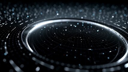 Leinwandbilder - Rotating steel rotating through seamless loop with glowing particles and light effects in a futuristic digital space