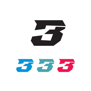 Initial letter B logo with bubble, number 3 logo, number 3 or letter B symbol, design logos combine letter B and number 3, Base Sport Logo