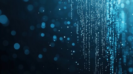 Poster - Cyberspace Digital matrix of binary codes flowing in a deep blue cyberspace background.