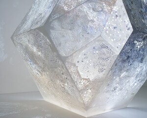 Illuminated Faceted Crystal Sculpture