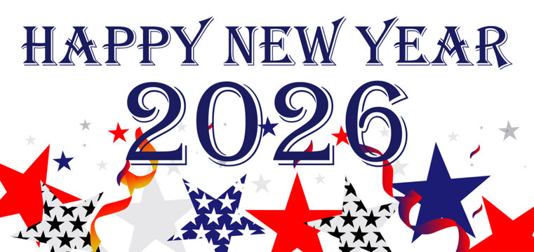 Big Set of 2026 Happy New Year logo text design. 2026 number design template. Collection of 2026 Happy New Year symbols. Vector illustration with black labels isolated on white background