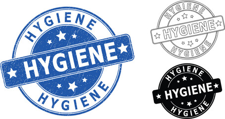 Fototapete - Hygiene stamp vector illustration for health and cleanliness concept in blue black and white color