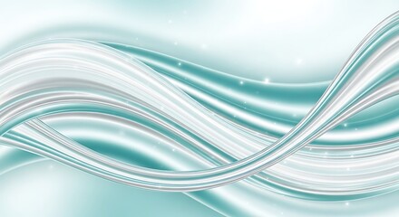 Fototapete - Abstract Flowing Lines Teal and Silver Colored Graphic Background