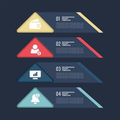 Poster - 3D Triangle vertical infographic template with business icons and text. Infographic layout on dark blue background