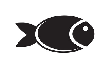 Fototapete - Stylized black silhouette of a fish, simple design, aquatic animal icon.