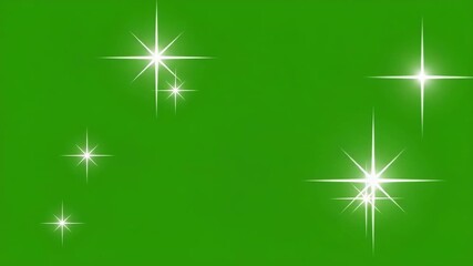 Poster - A collection of bright white starbursts and sparkles scattered across a textured green background