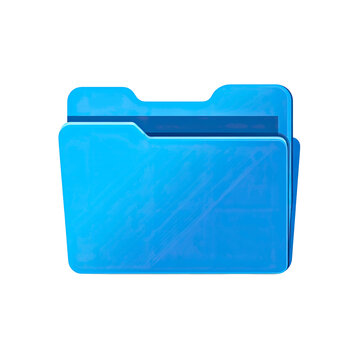 Blue Folder Icon Illustration for Data Storage on Transparent Background