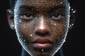 Poster - Digital representation of a person's face.