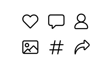 Poster - Minimalist black and white social media icons for digital interfaces