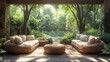 © Popy - Oak trees garden furniture outdoors woodland.