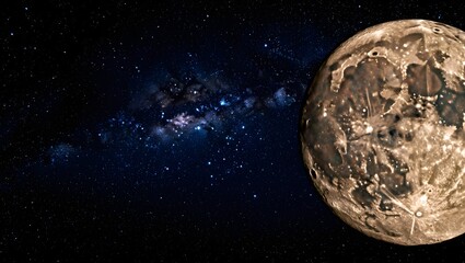 The Moon and Milky Way Galaxy - Stunning Space Scene