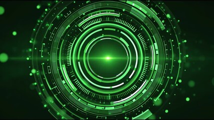 Aufkleber - Futuristic green abstract technology background with secure digital interface. Luminous circular pattern powered by AI showing advanced innovation in cyber security