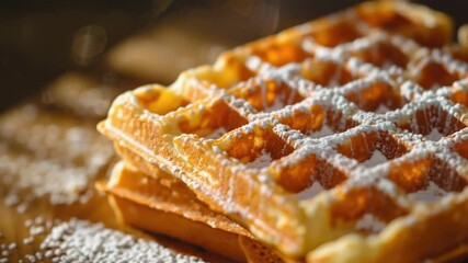 Aufkleber - A delicious waffle topped with a generous amount of powdered sugar, perfect for breakfast or brunch
