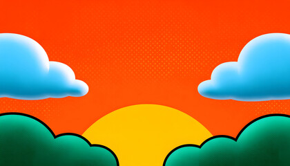 Poster - Comic Speed line effect frame Pop Art half-tone retro background