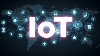 Poster - Global connectivity Icons linked on world map with glowing text