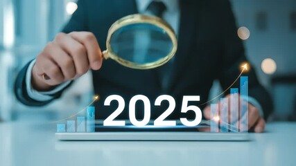 Poster - Man analyzes future growth