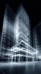 Poster - A modern building 3d architecture hologram simulation