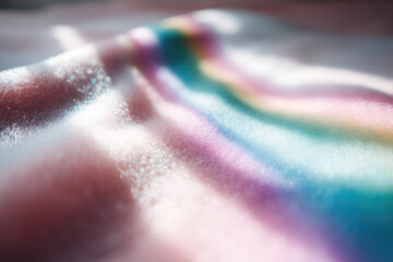 Aufkleber - Soft pastel surface with diagonal streak of light, shimmering texture, and gentle rainbow colors creating dreamy, ethereal atmosphere, evoking calm and wonder