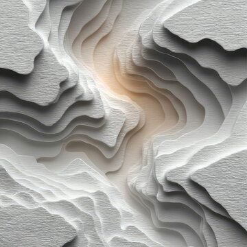 Wavy Elevation Lines in Paper Style Topographic Map