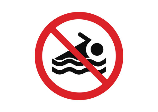 Swimming not Allowed icon, caution warn symbol for public transport areas to do not do that vector
