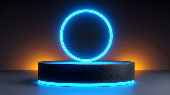 Abstract neon glowing geometric lines 3D rendering business background