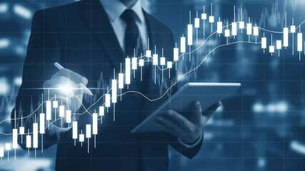 Poster - Professional analyzes market trends with digital tools for financial growth strategy