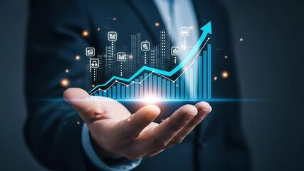 Poster - A hand presents a vibrant growth chart symbolizing success and positive financial trends.